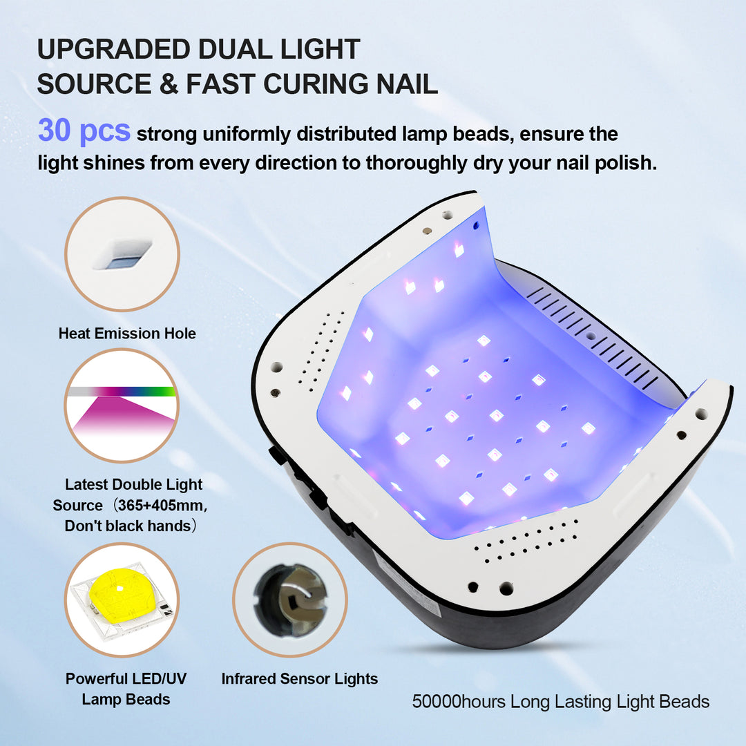 Black Rechargeable UV/LED Nail Lamp 54W Nail Dryer Gel Polish