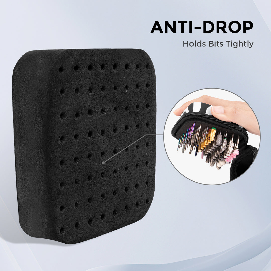 64-Hole Dustproof  Nail Drill Bit Holder Case-Zebra Print