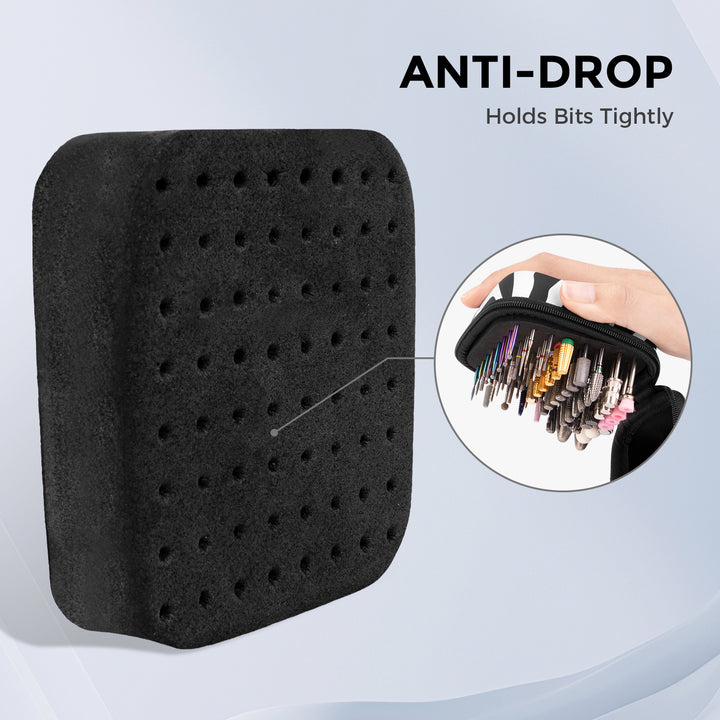 64-Hole Dustproof  Nail Drill Bit Holder Case-Zebra Print