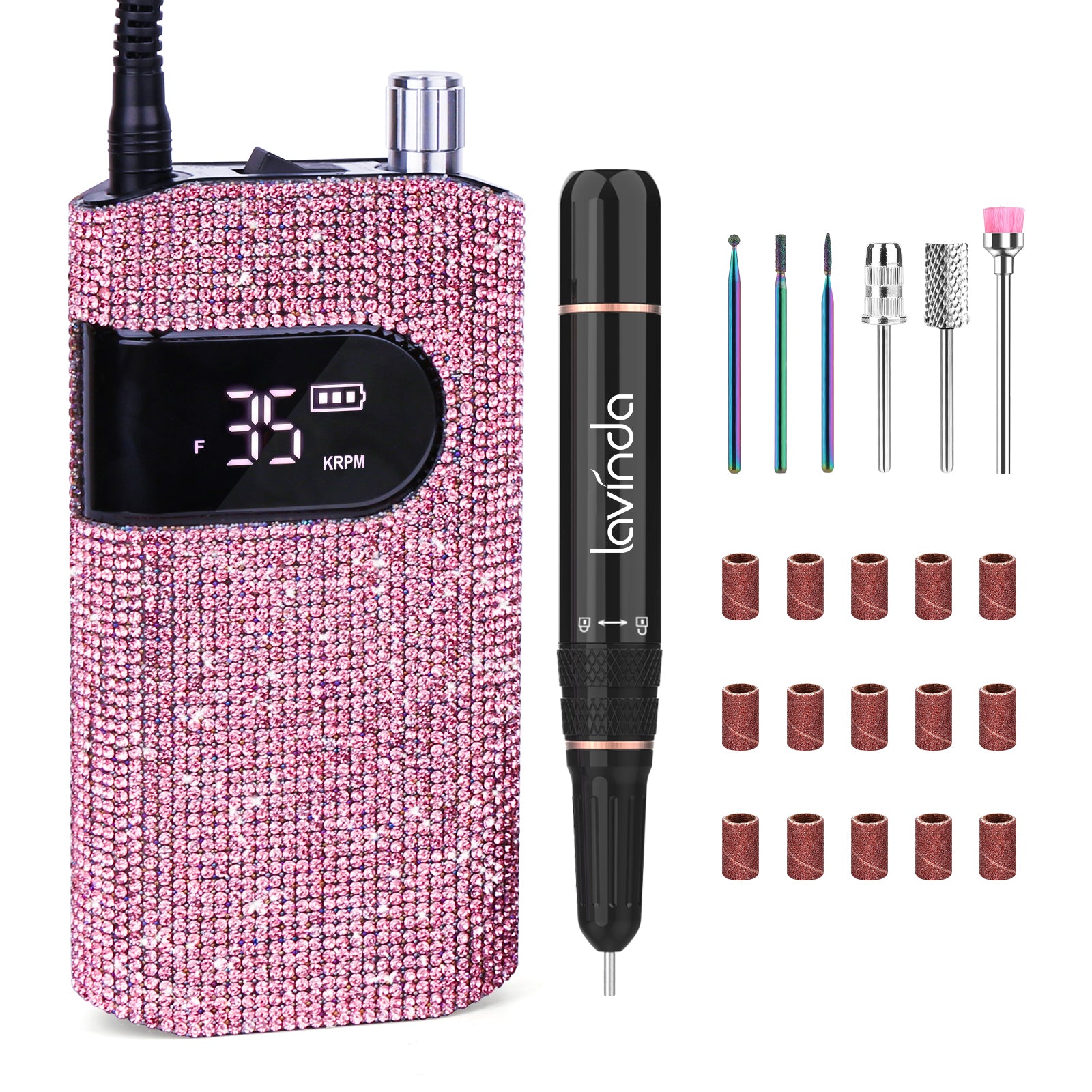Wand Nail Drill - Pink Diamond - 35,000 RPM Rechargeable