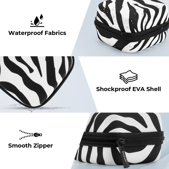 64-Hole Dustproof  Nail Drill Bit Holder Case-Zebra Print