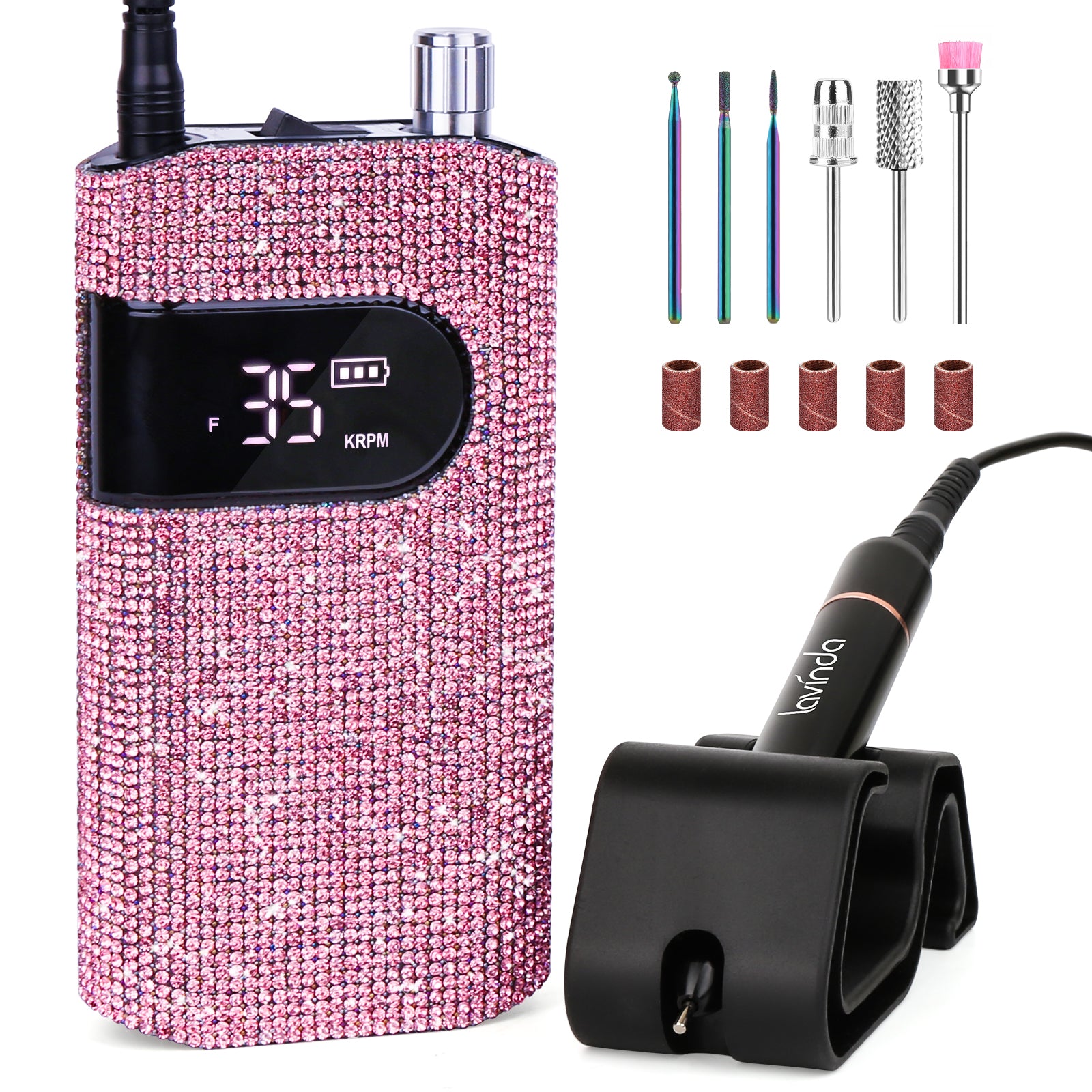 Wand Nail Drill - Pink Diamond - 35,000 RPM Rechargeable
