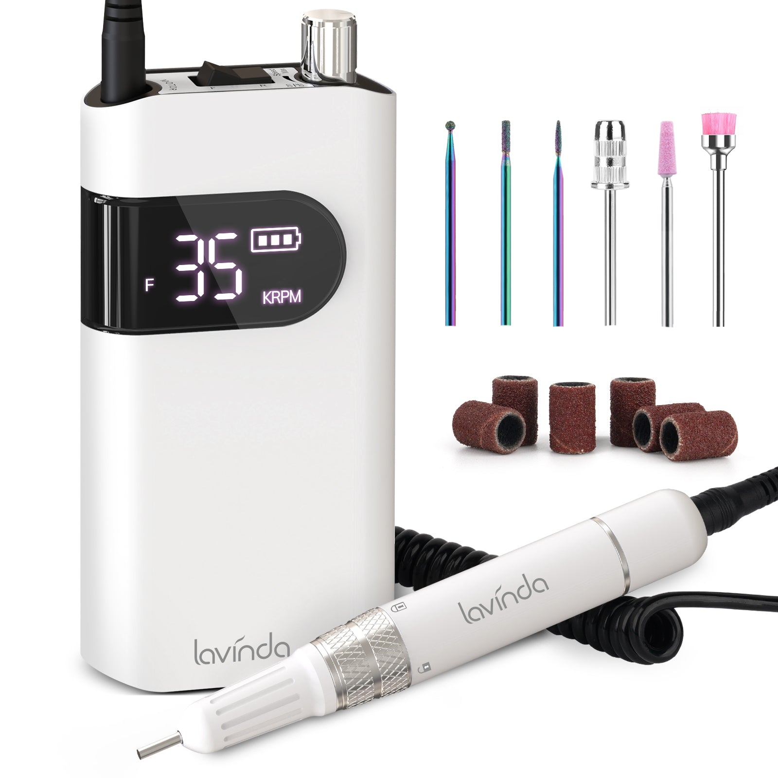Wand™ Nail Drill - White - 35,000 RPM Rechargeable – Lavinda