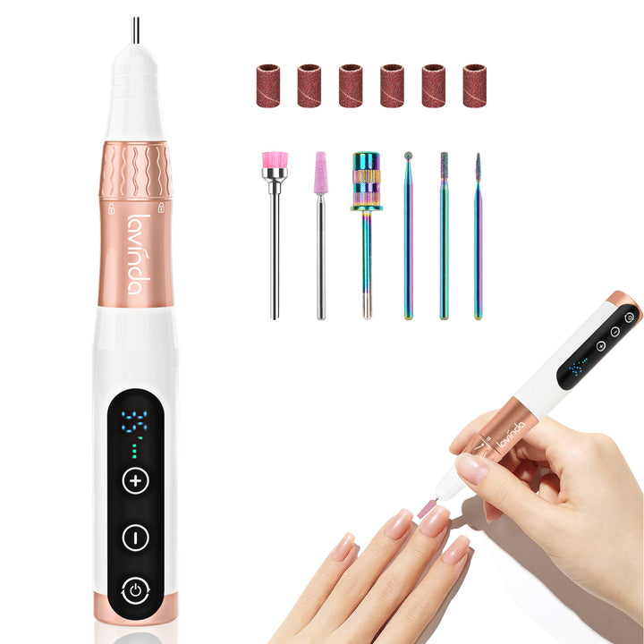 Gold-Portable Electric Nail File Kit 35000 RPM Professional Nail Drill Machine for Acrylic Gel Dip Powder Nails