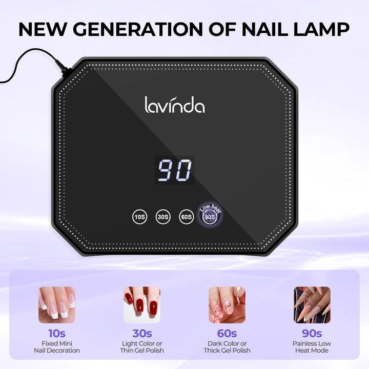 Black 54W Plug-in Professional UV Nail Lamp Fast Drying