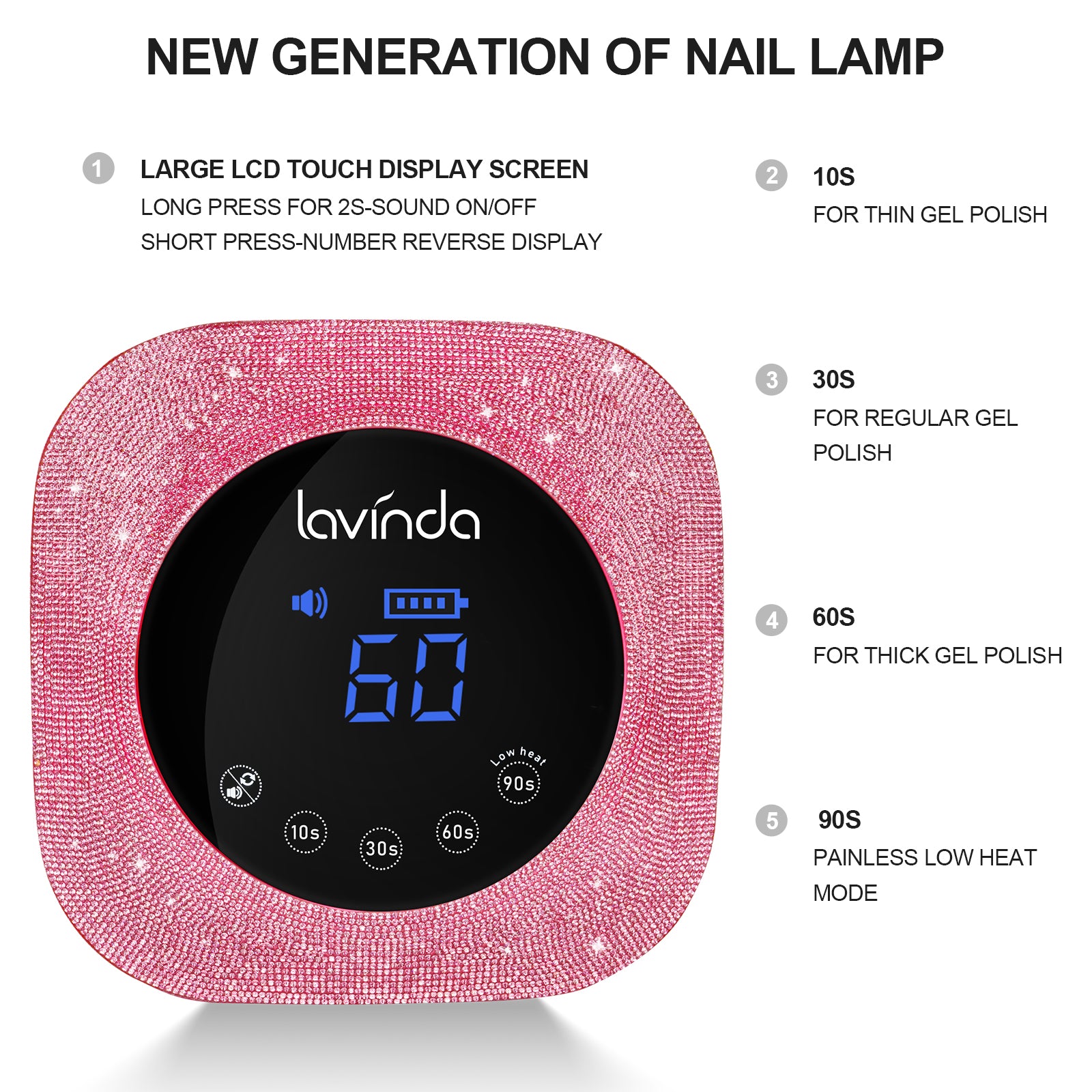Crown Nail Lamp - Pink Diamond - 54W Rechargeable UV/LED