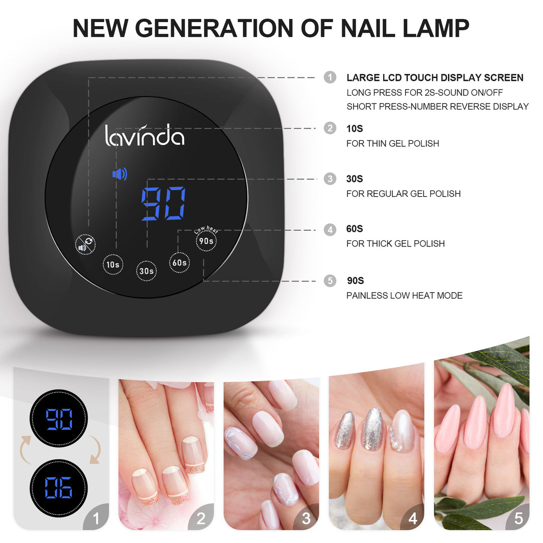 Black Rechargeable UV/LED Nail Lamp 54W Nail Dryer Gel Polish