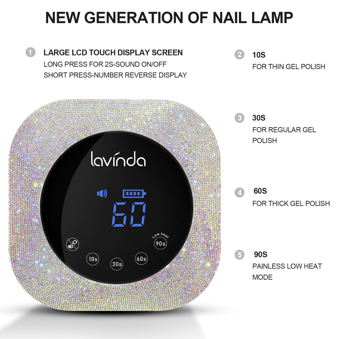 Crown Bling Nail Lamp - Crystal Diamond - 54W Rechargeable UV/LED