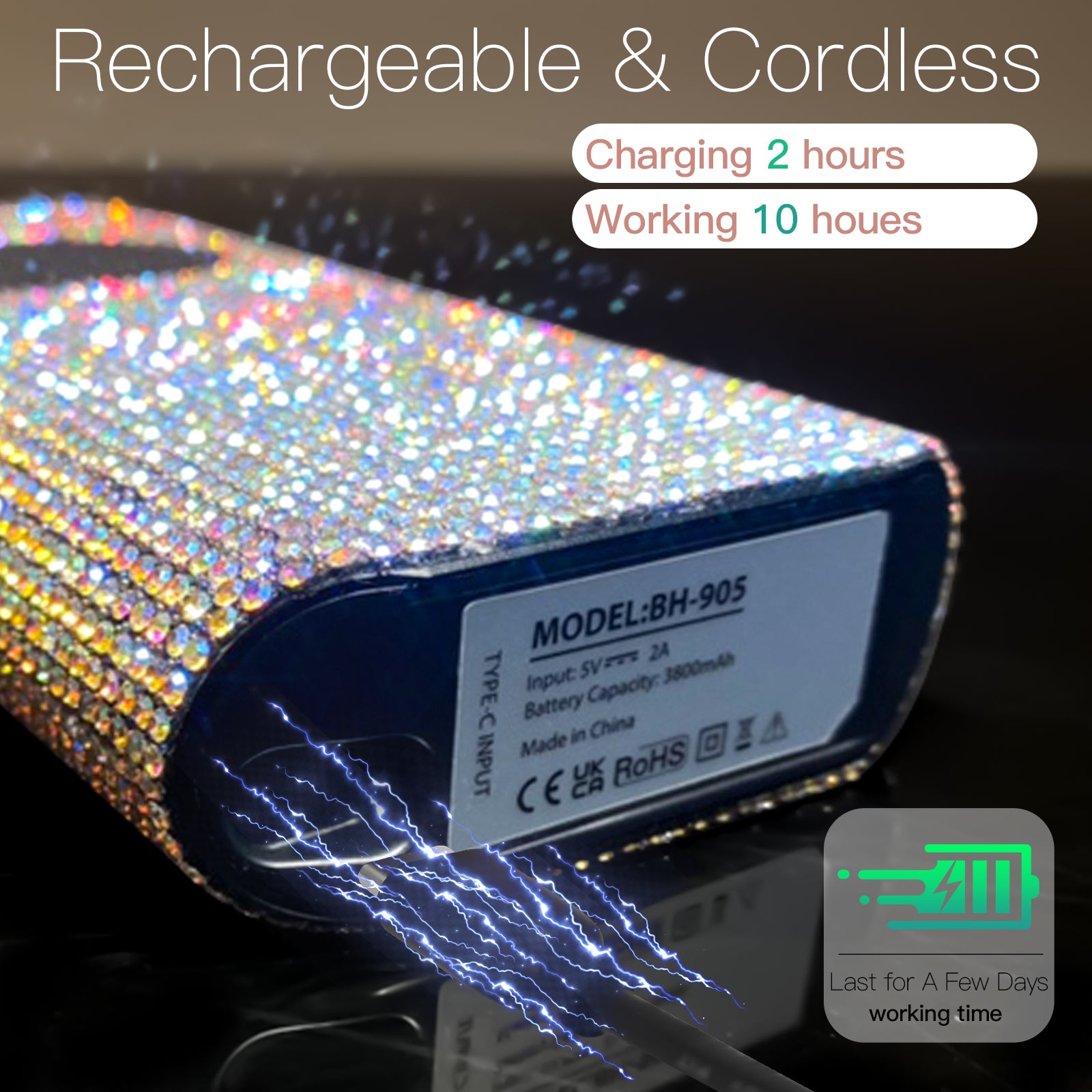 Wand Bling Nail Drill - Crystal Diamond - 35,000 RPM Rechargeable