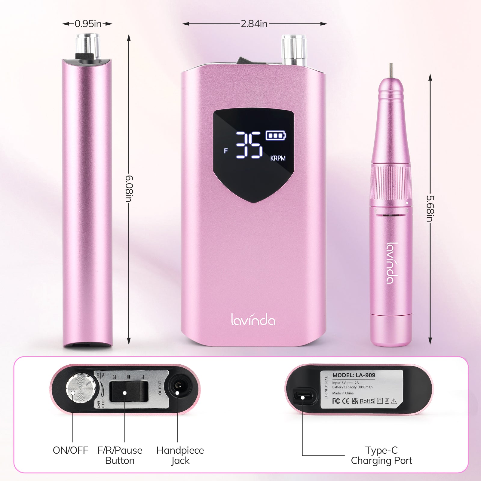 Glow Lite & Wand Ease Nail Drill Bundle – Matte White + Metallic Pink