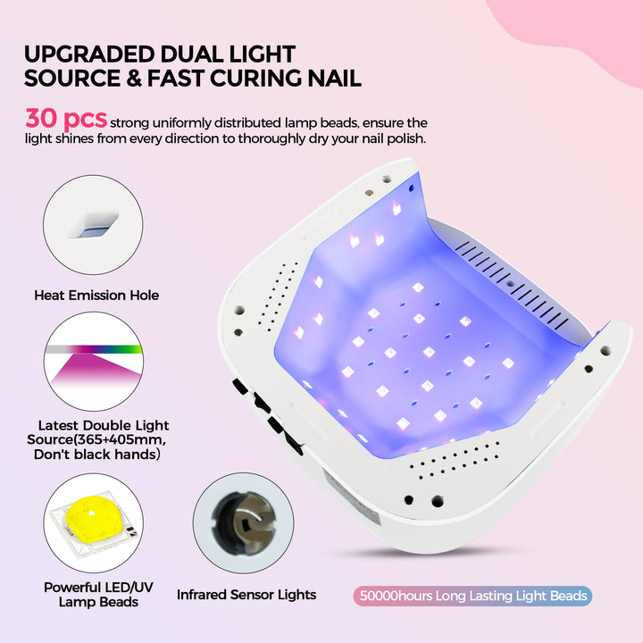 White 54W Plug in UV LED Nail Lamp for Acrylic Gel Polish Nail