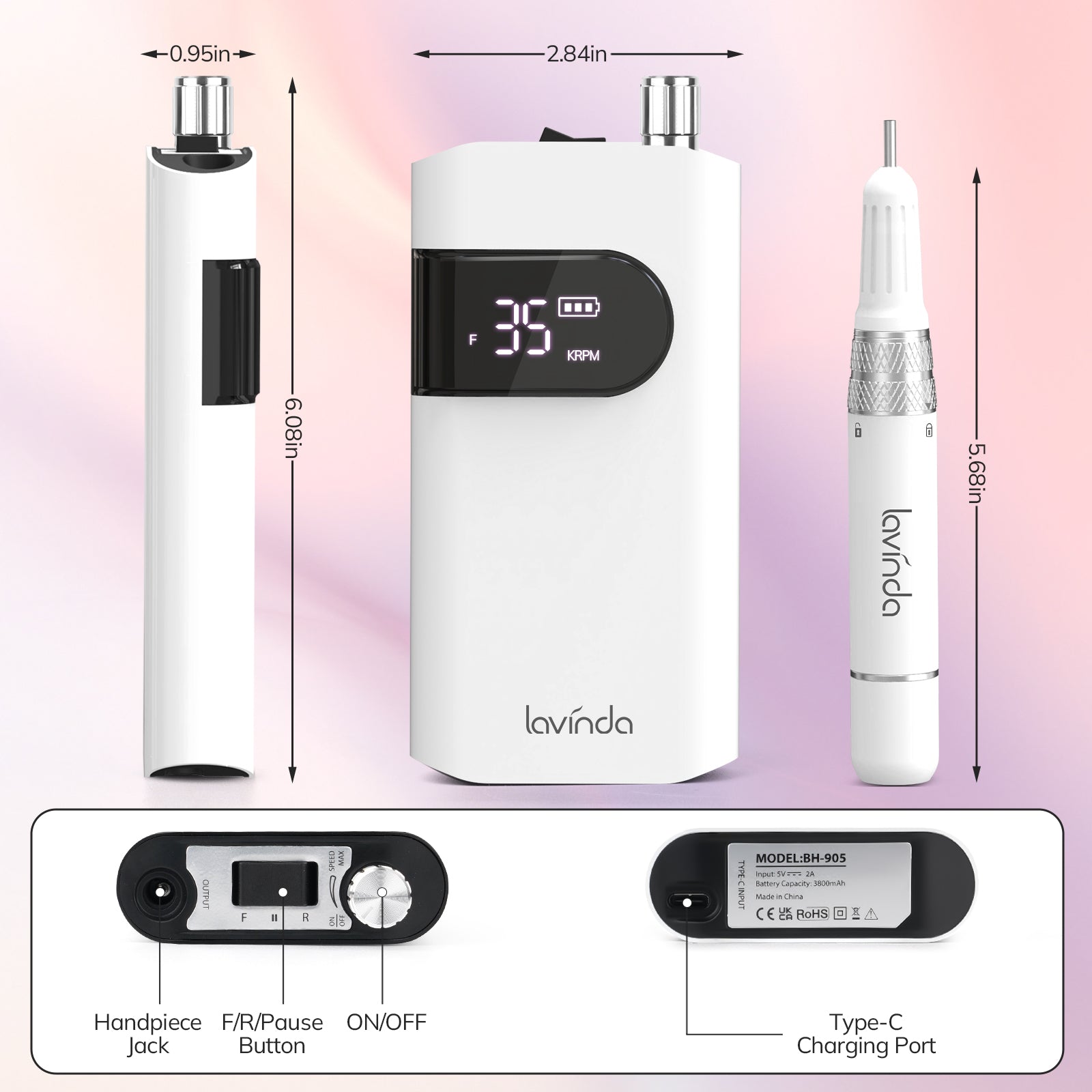 Wand™ Nail Drill - White - 35,000 RPM Rechargeable – Lavinda