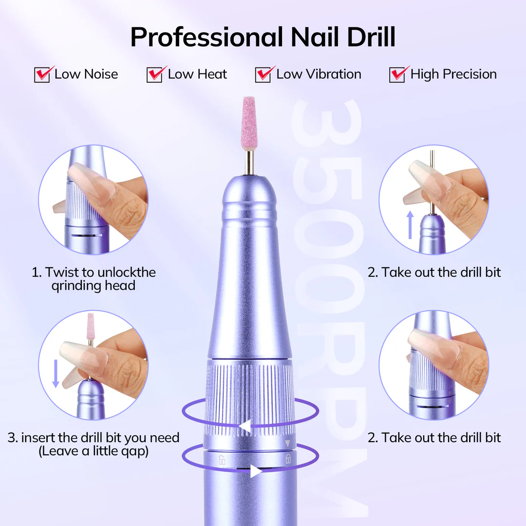 Wand™ Ease Nail Drill - Metallic Purple - 35,000 RPM Rechargeable
