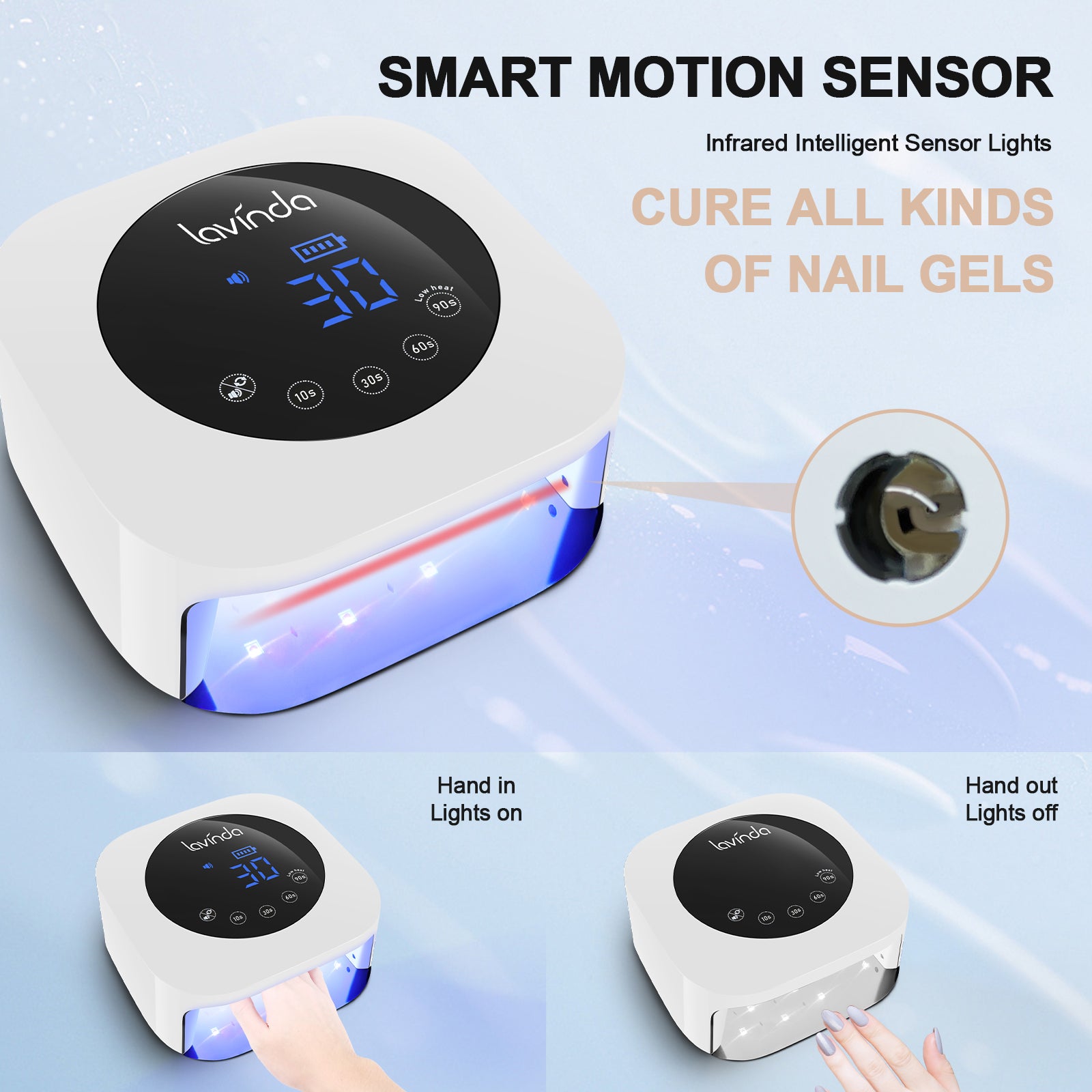 Crown Nail Lamp - White - 54W Rechargeable UV/LED