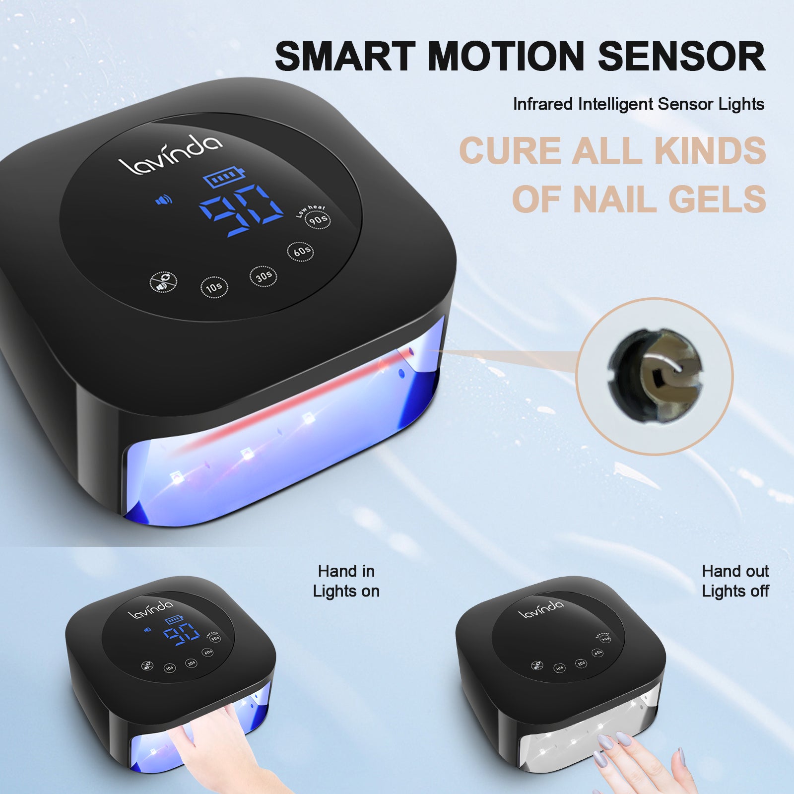 Crown Nail Lamp - Black - 54W Rechargeable UV/LED