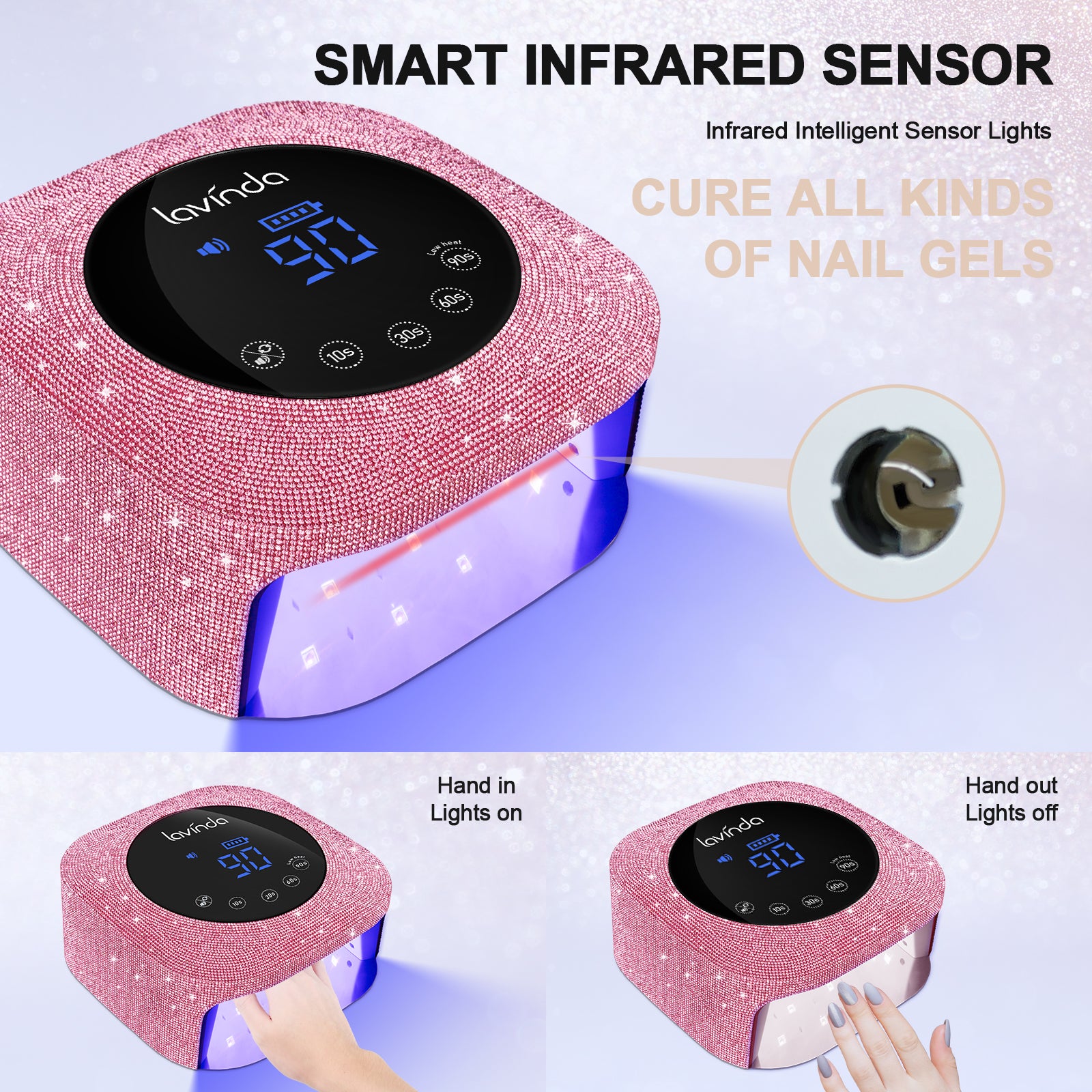Crown Nail Lamp - Pink Diamond - 54W Rechargeable UV/LED