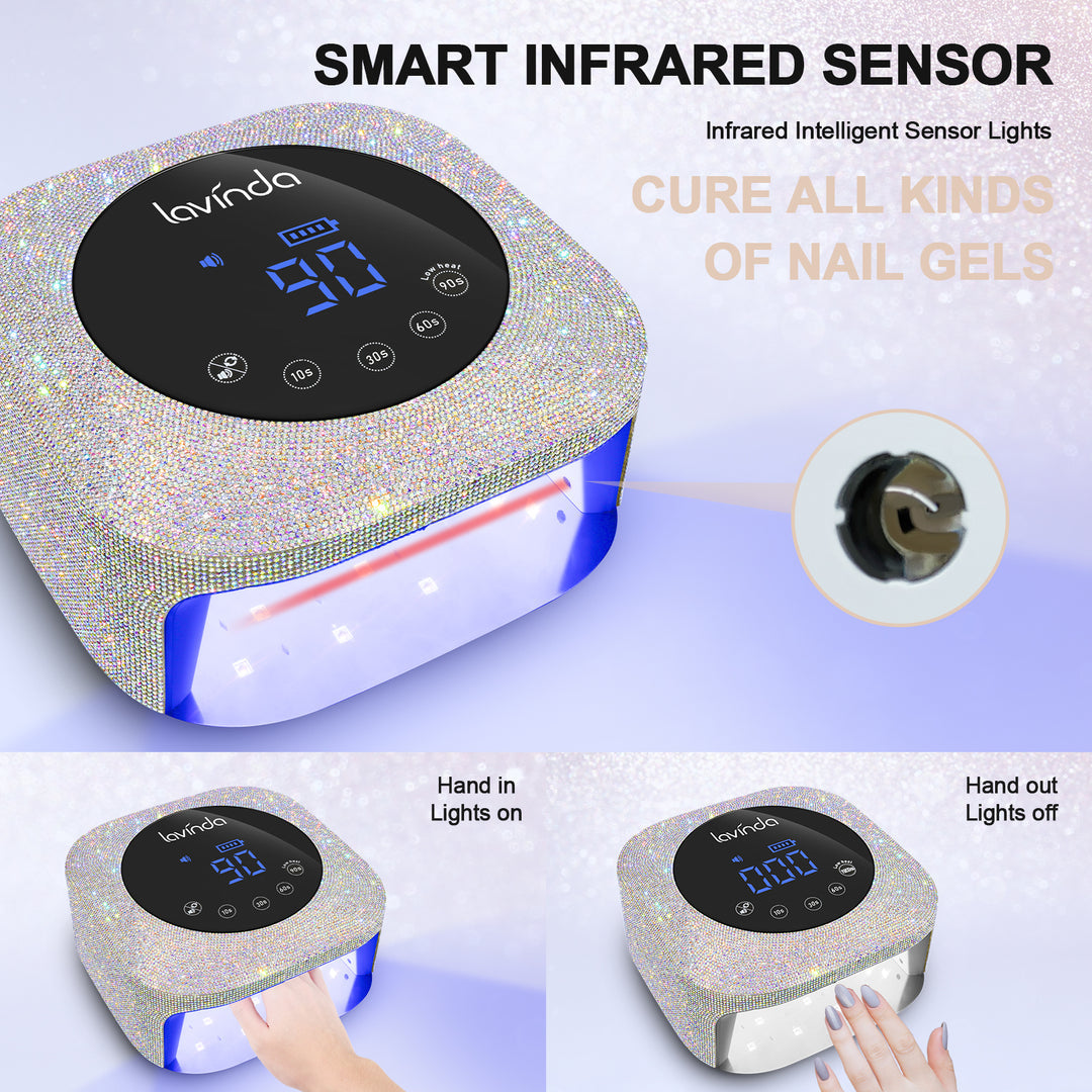 Crown Bling Nail Lamp - Crystal Diamond - 54W Rechargeable UV/LED