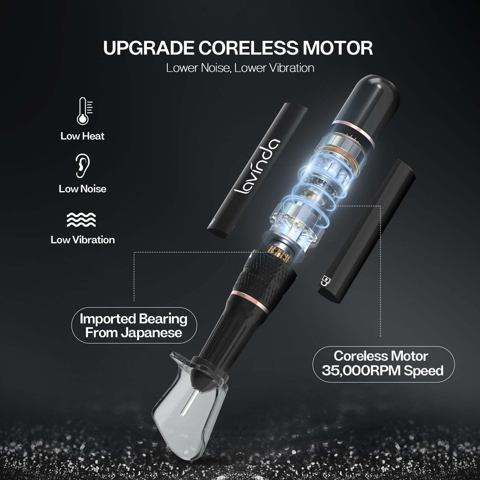 Wand Nail Drill - Black Diamond - 35,000 RPM Rechargeable