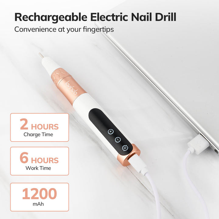 Gold-Portable Electric Nail File Kit 35000 RPM Professional Nail Drill Machine for Acrylic Gel Dip Powder Nails