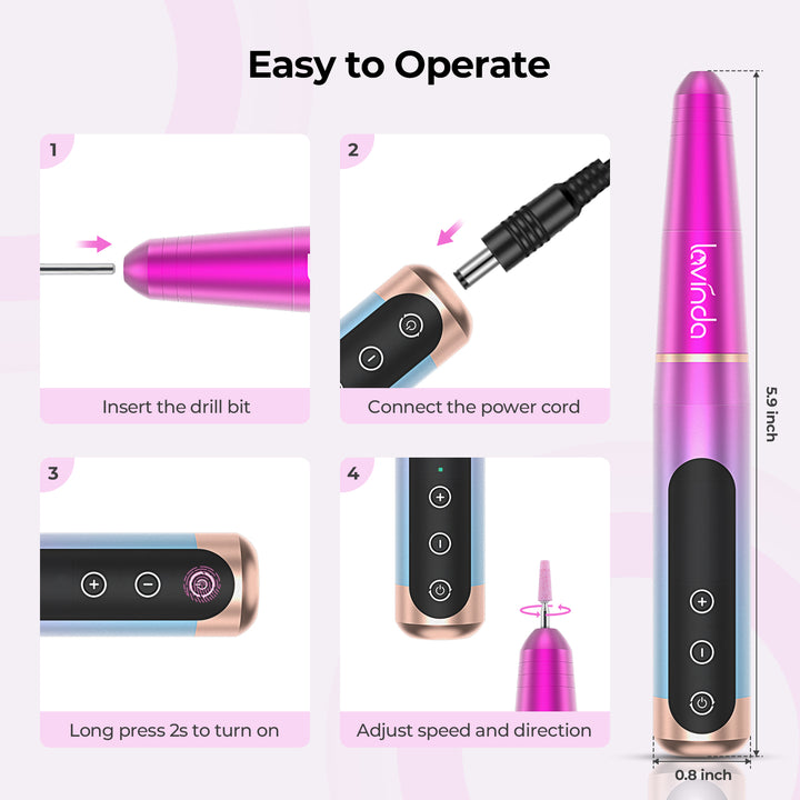 Mini-Portable Electric Nail Drill Professional Efile for Acrylic Nails