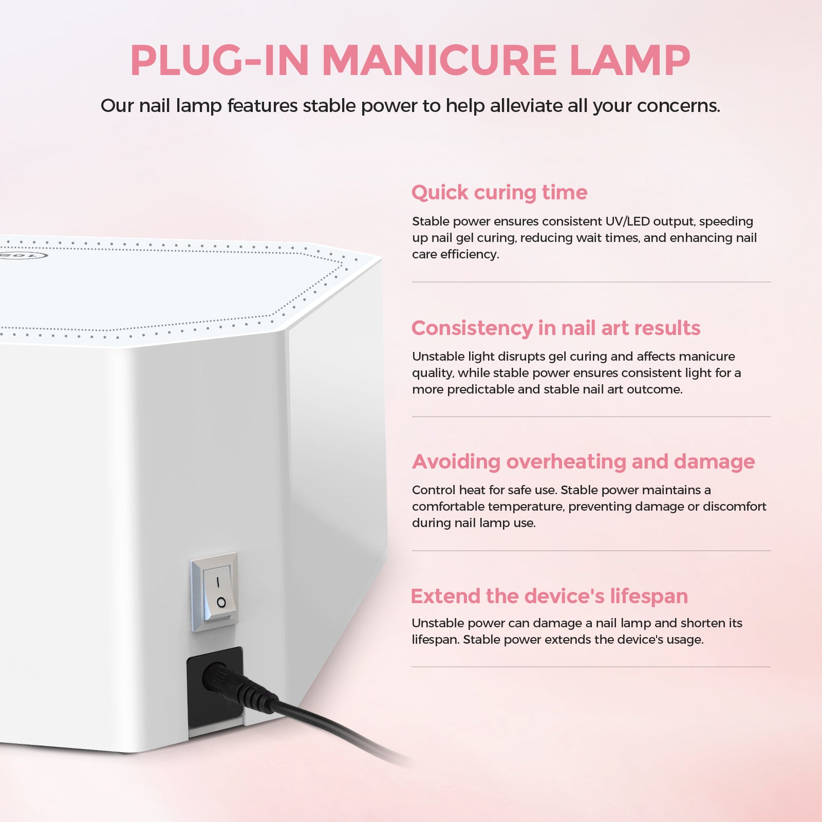Lumina Nail Lamp - White - Plug-in UV/LED