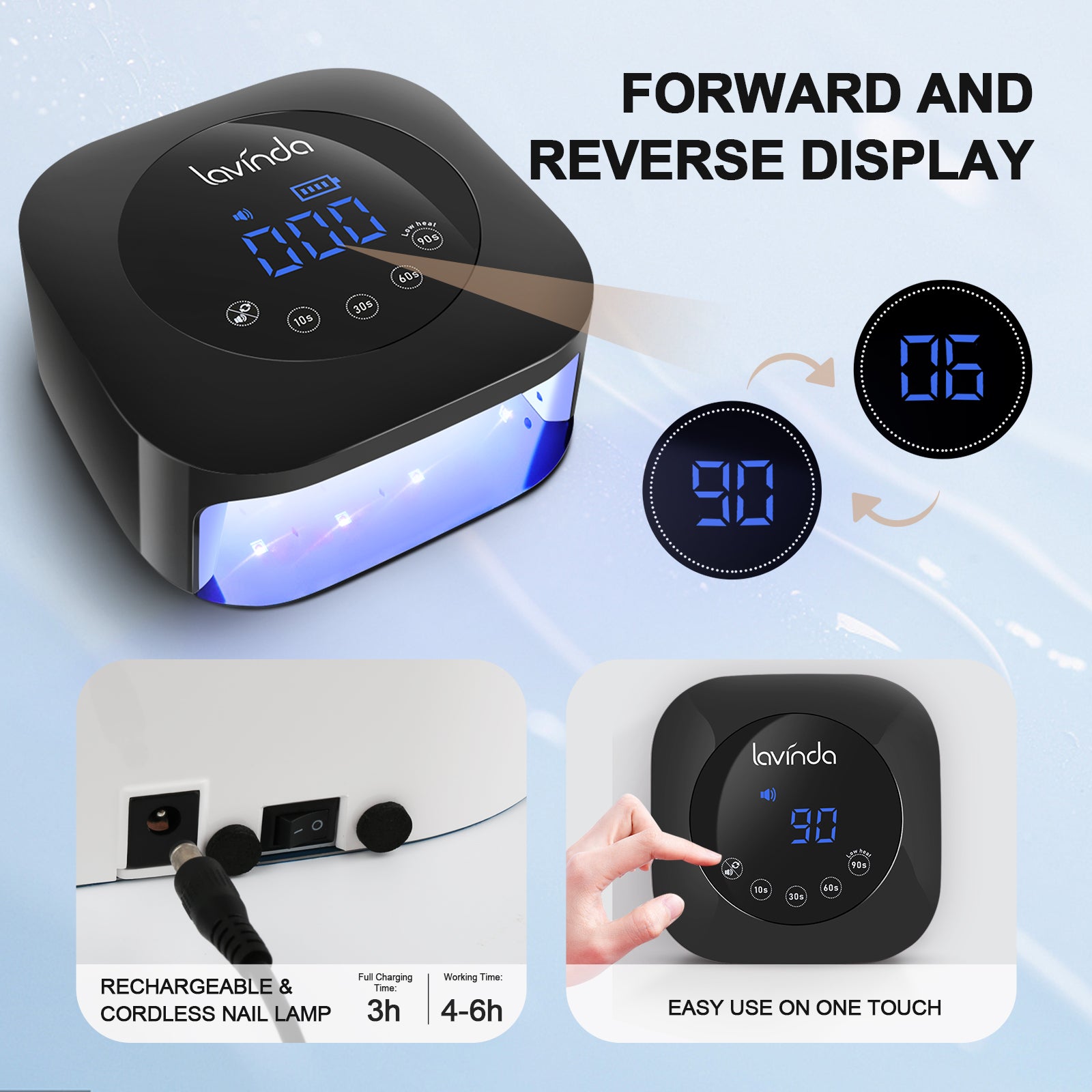 Crown Nail Lamp - Black - 54W Rechargeable UV/LED