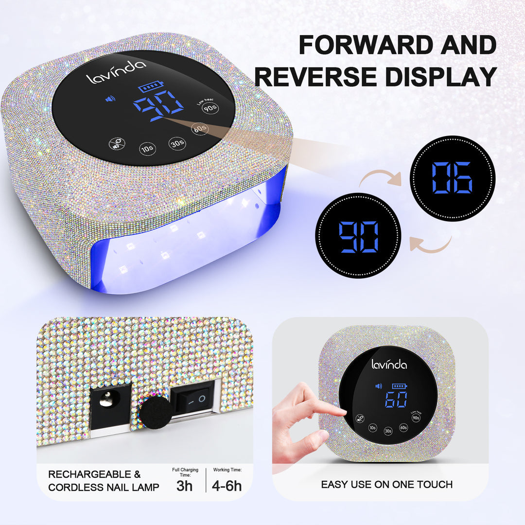 Crown Bling Nail Lamp - Crystal Diamond - 54W Rechargeable UV/LED