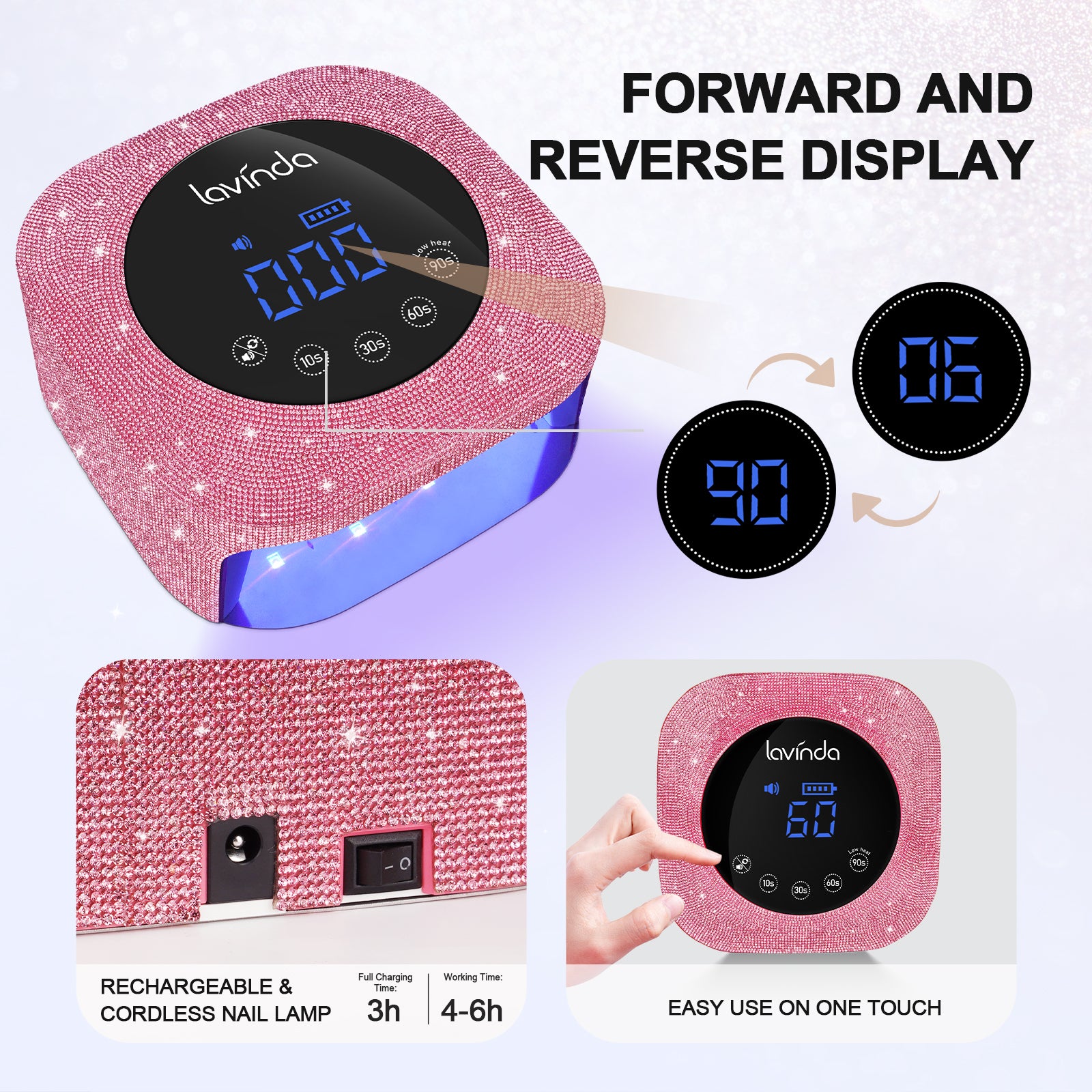 Crown Nail Lamp - Pink Diamond - 54W Rechargeable UV/LED