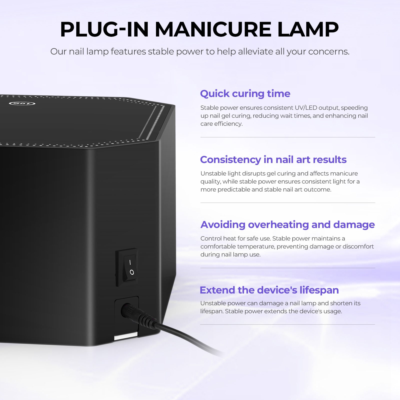 Lumina Nail Lamp - Black - Plug-in UV/LED