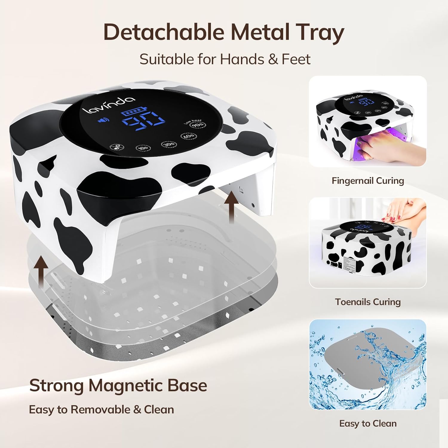 Crown Nail Lamp & Wand Nail Drill Bundle - Cow Print