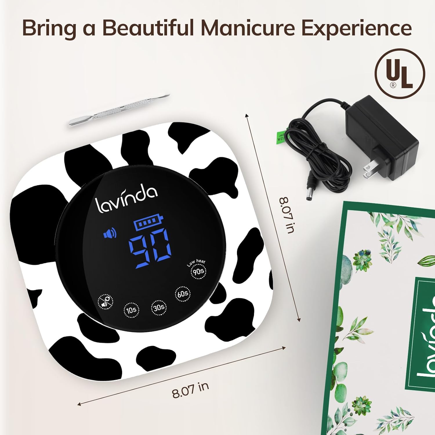 Crown Nail Lamp & Wand Nail Drill Bundle - Cow Print
