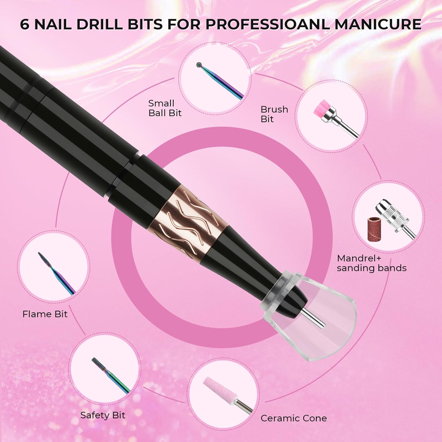 Crown Nail Lamp & Wand Lite Drill Bundle - Pink Diamond
