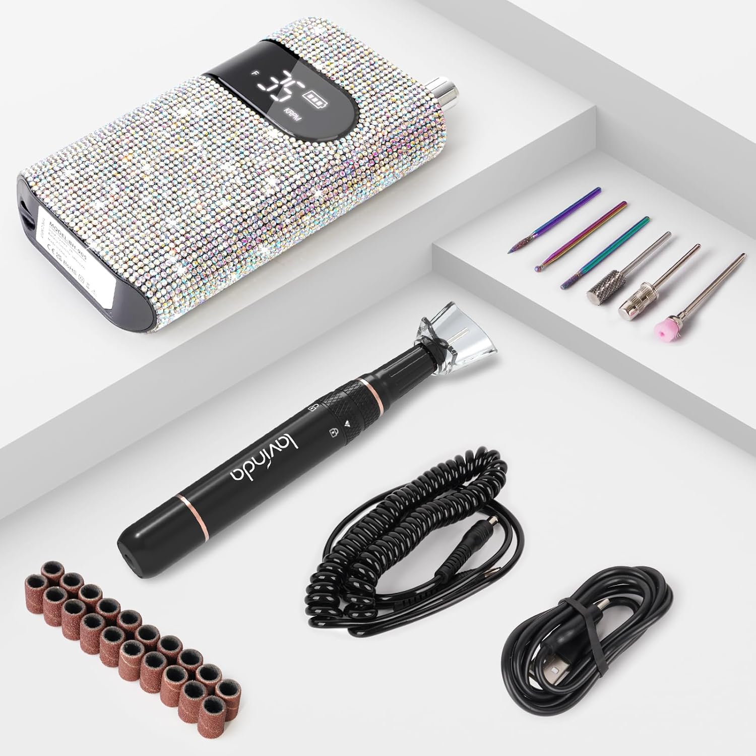 Crown Nail Lamp & Wand Nail Drill Bundle – Crystal Diamond