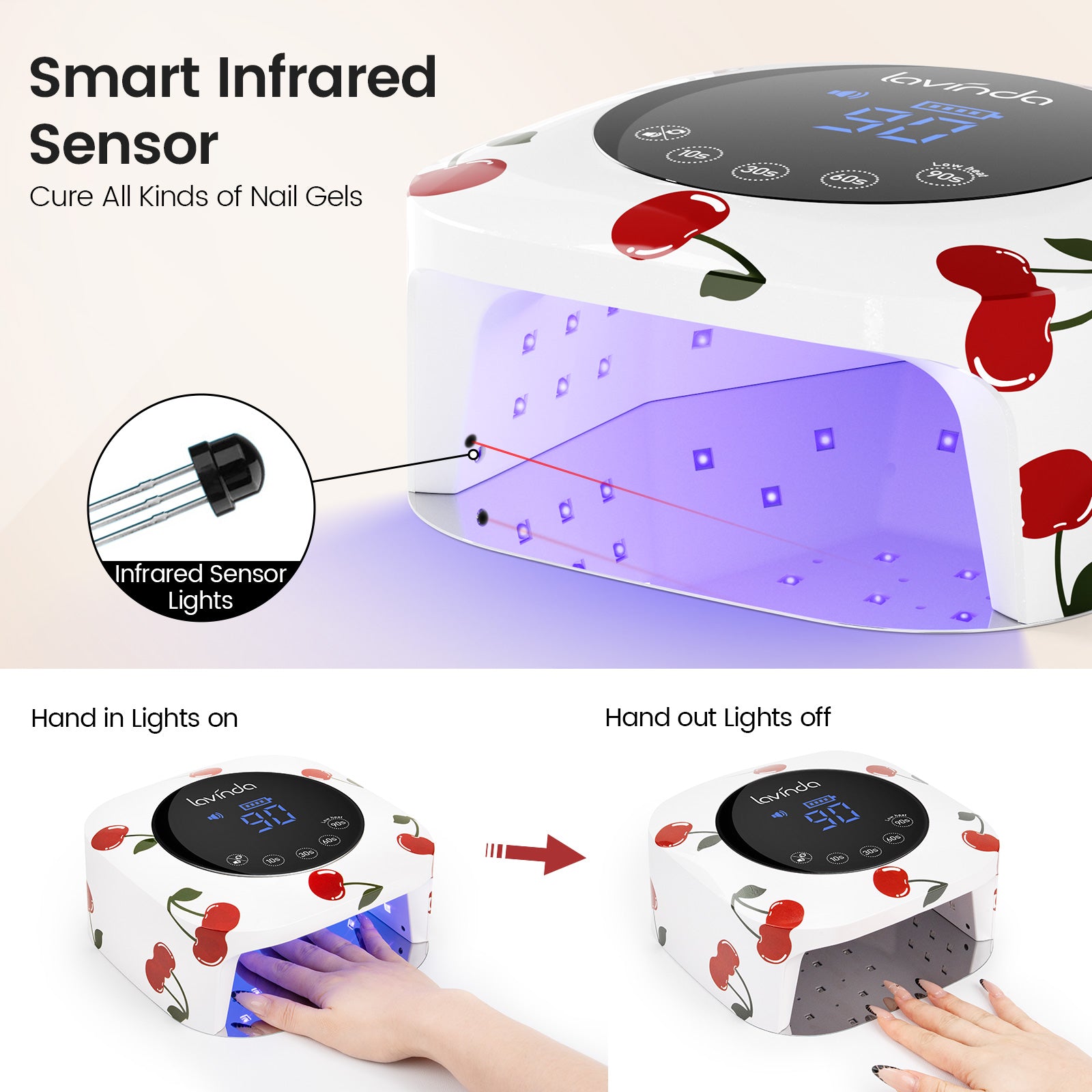 Crown Nail Lamp & Wand Nail Drill Bundle - Cherry Print