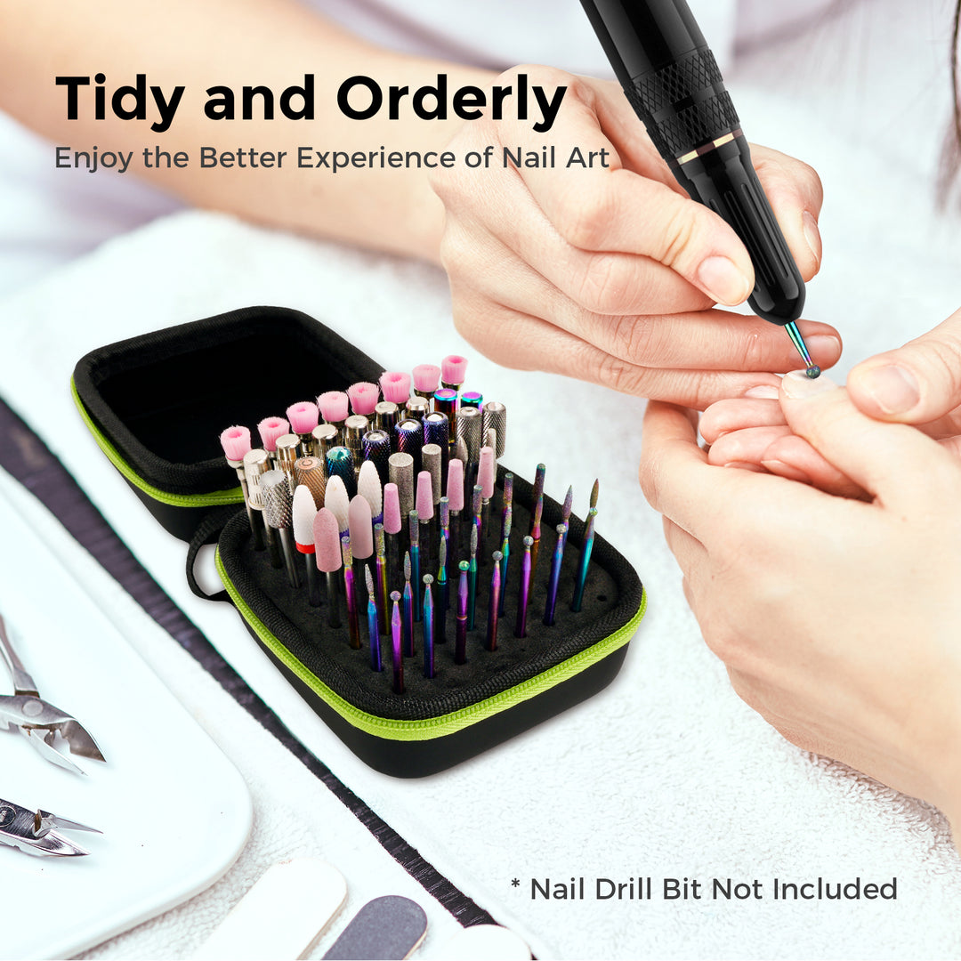 Nail Drill Bits Holder 64 Holes Container Box Case