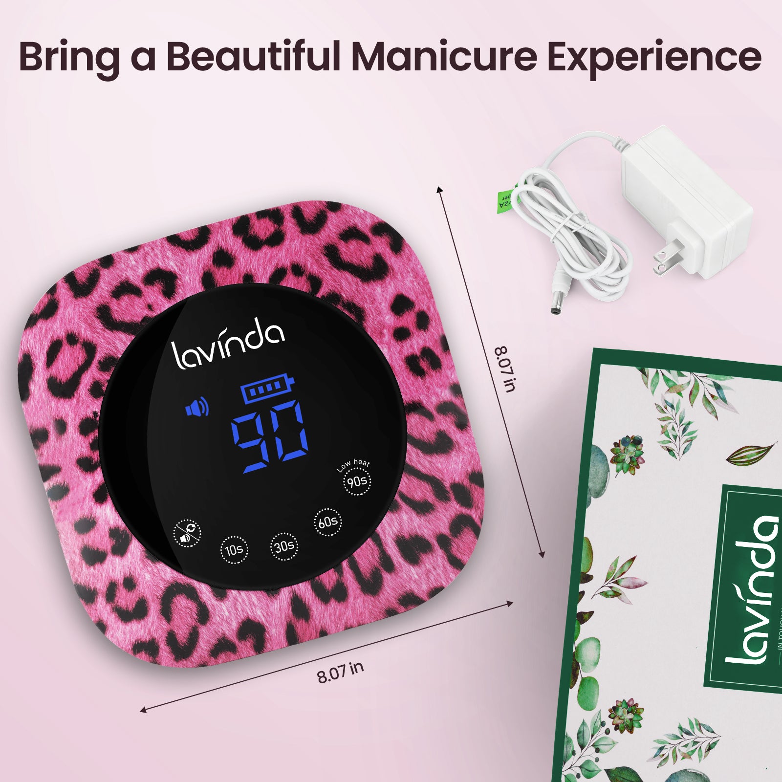 Crown™ Nail Lamp - Pink Cheetah - 54W Rechargeable UV/LED – Lavinda