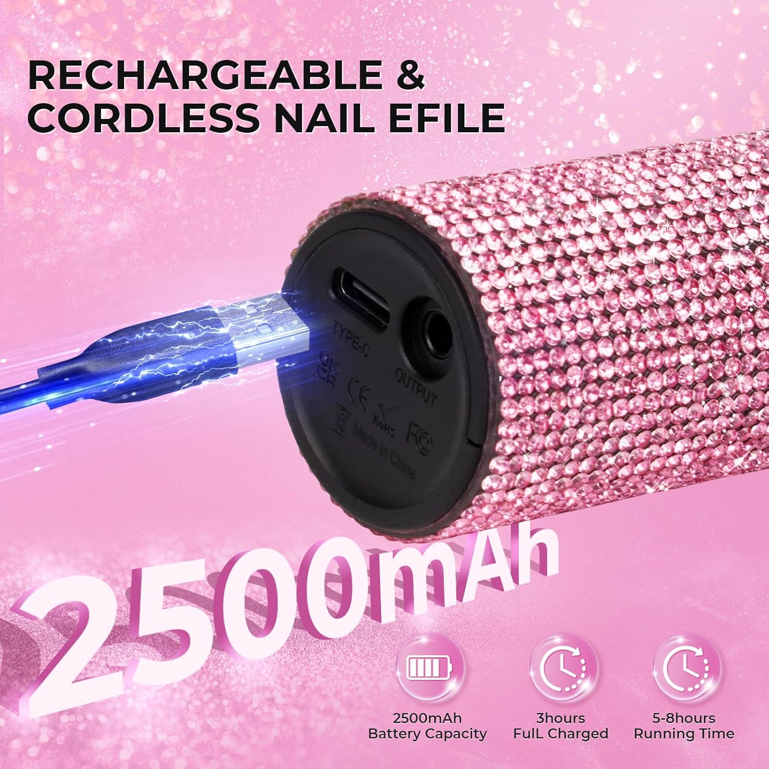 Crown Nail Lamp & Wand Lite Drill Bundle - Pink Diamond