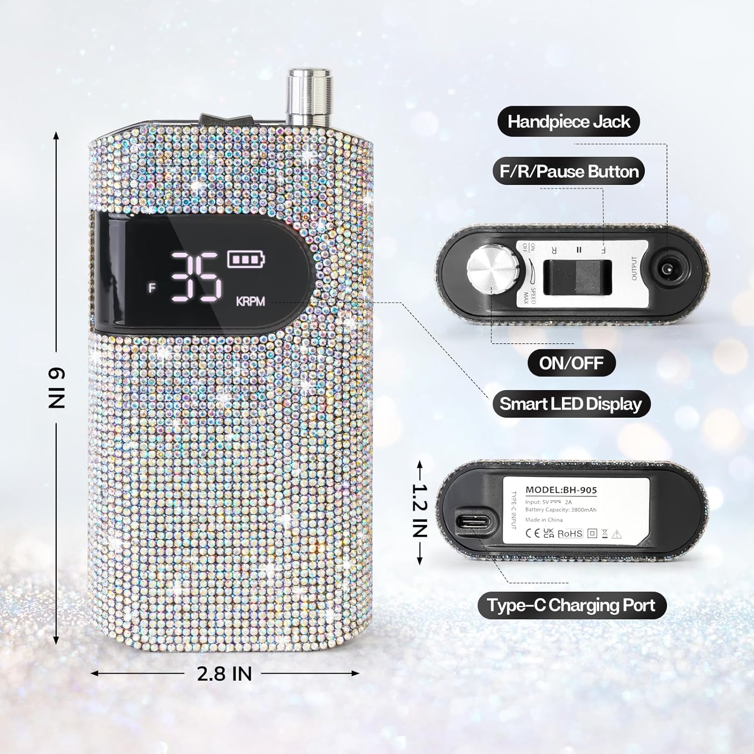 Crown Nail Lamp & Wand Nail Drill Bundle – Crystal Diamond