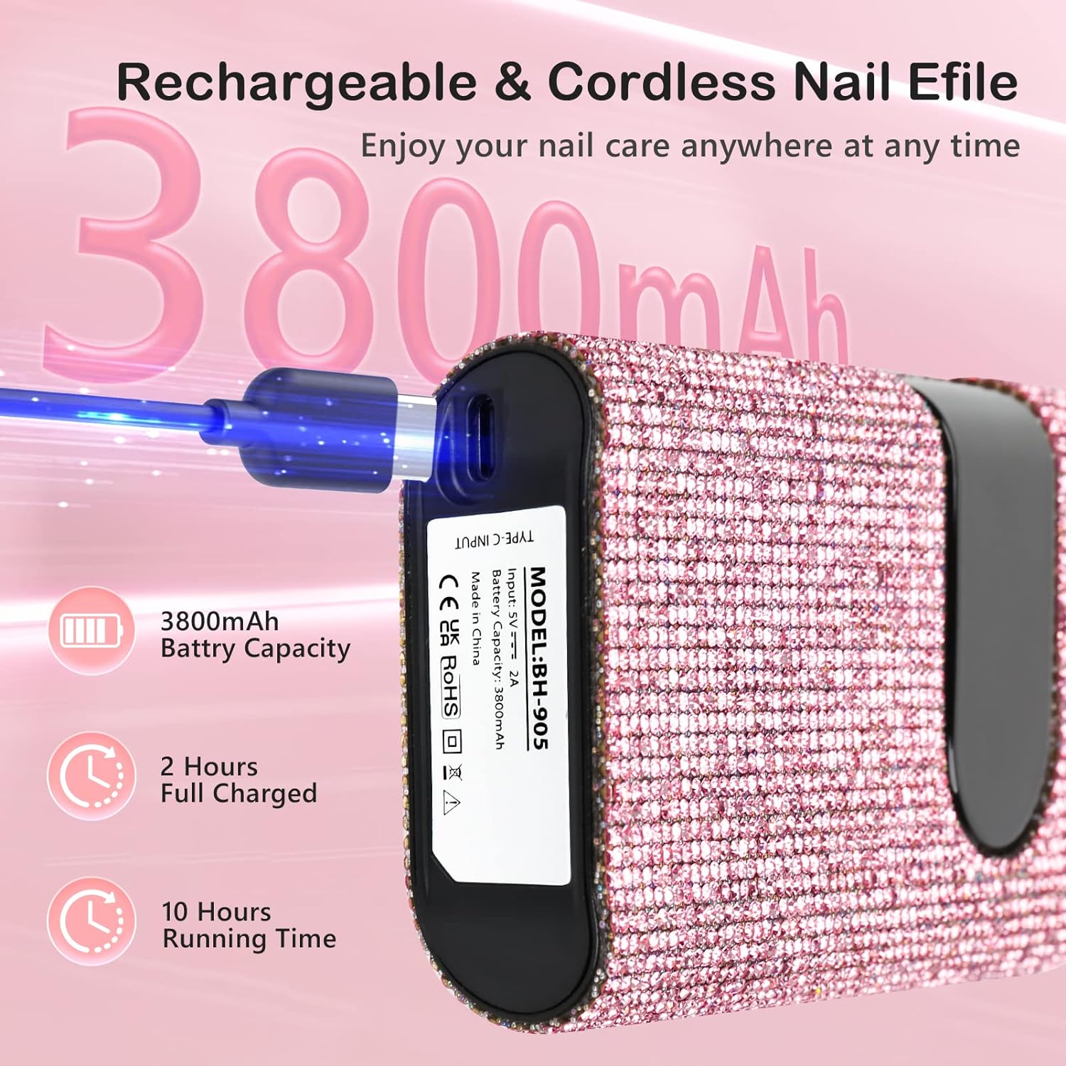 Crown Nail Lamp & Wand Nail Drill Bundle – Pink Diamond