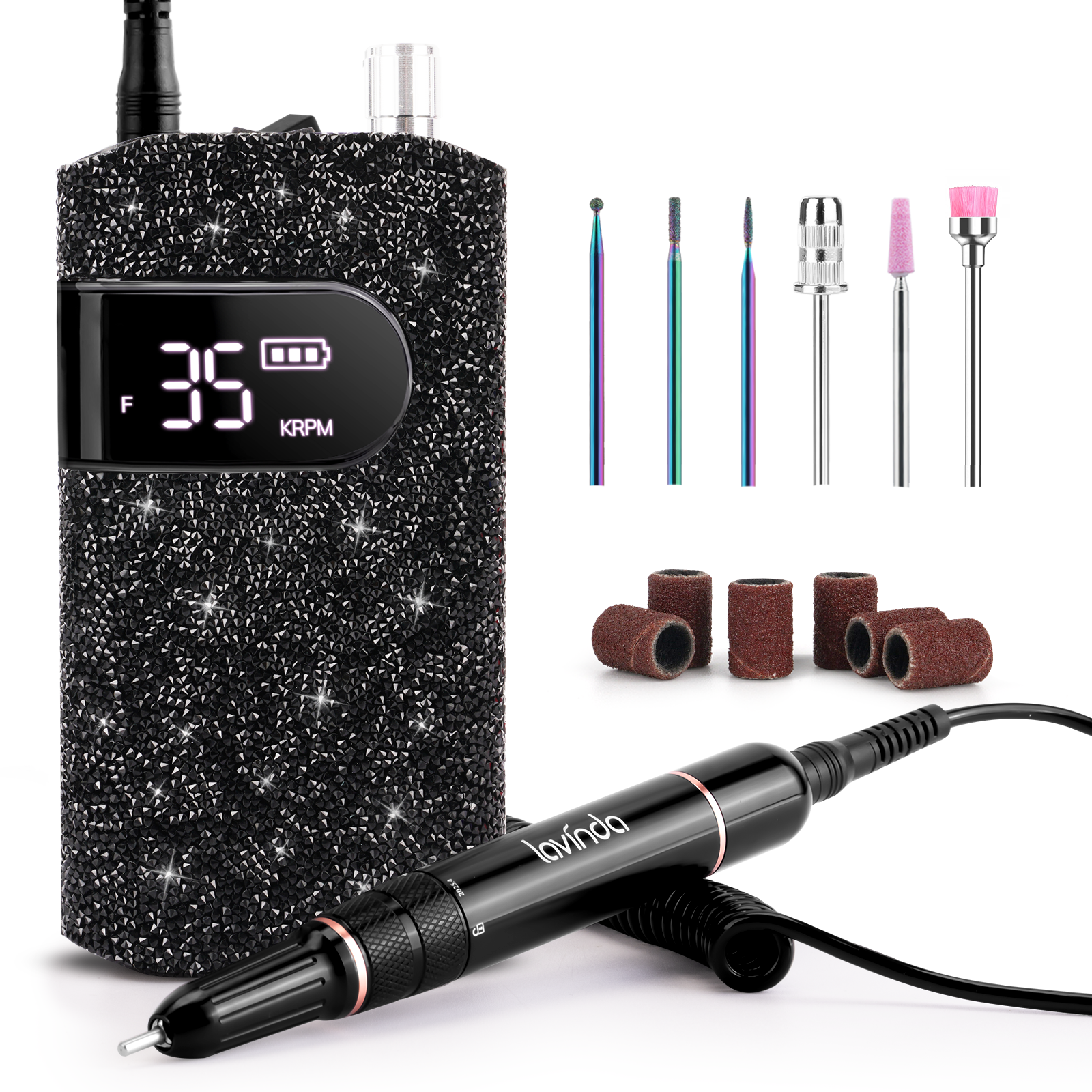 Wand Nail Drill - Black Diamond - 35,000 RPM Rechargeable