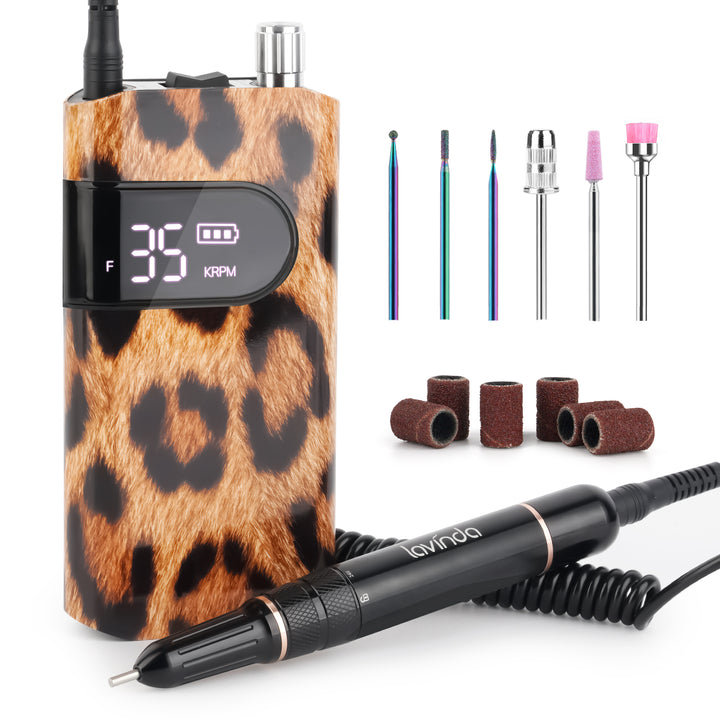 Leopard Design Set-UV Rechargeable Nail Lamp with Cordless Nail Drill Machine