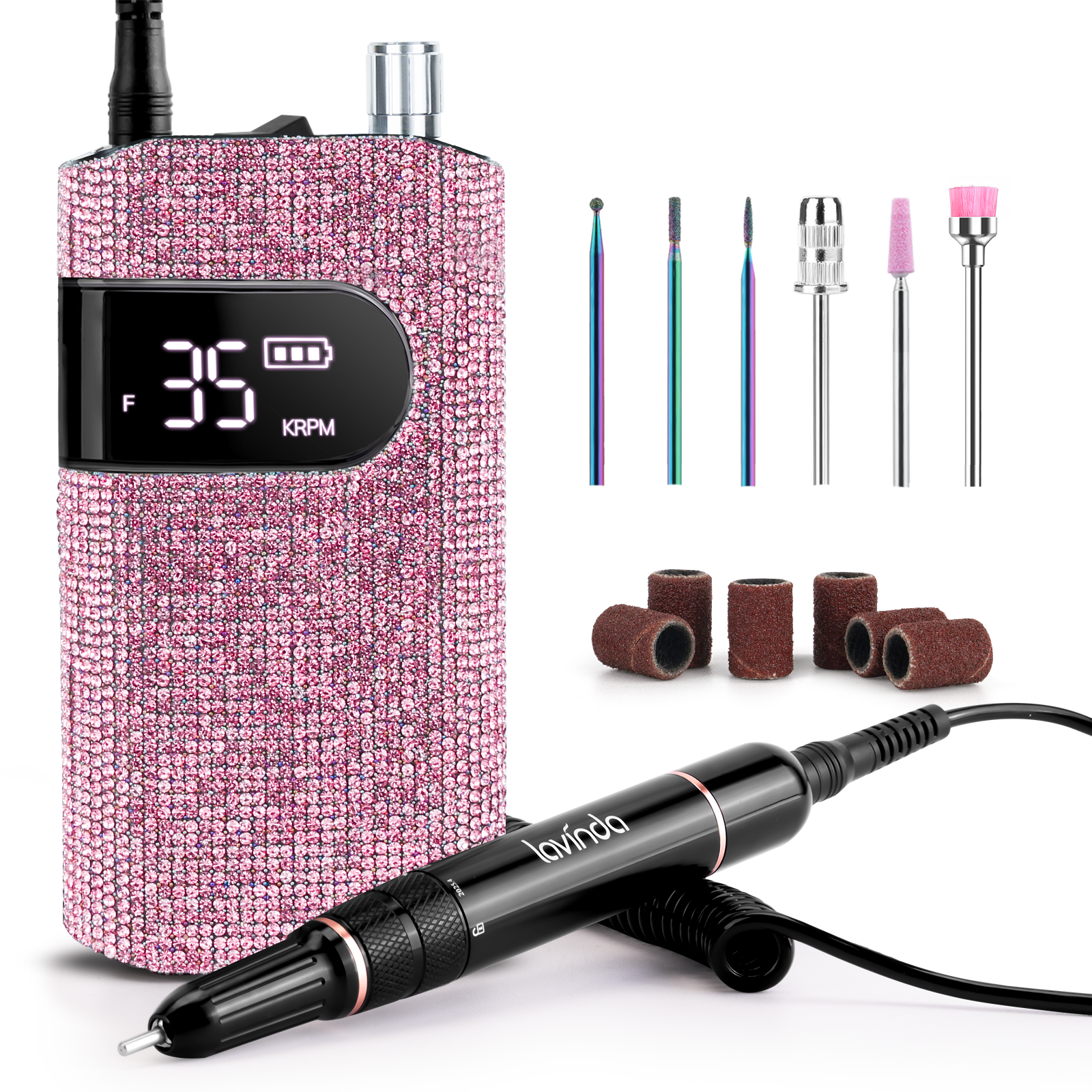Wand Nail Drill - Pink Diamond - 35,000 RPM Rechargeable
