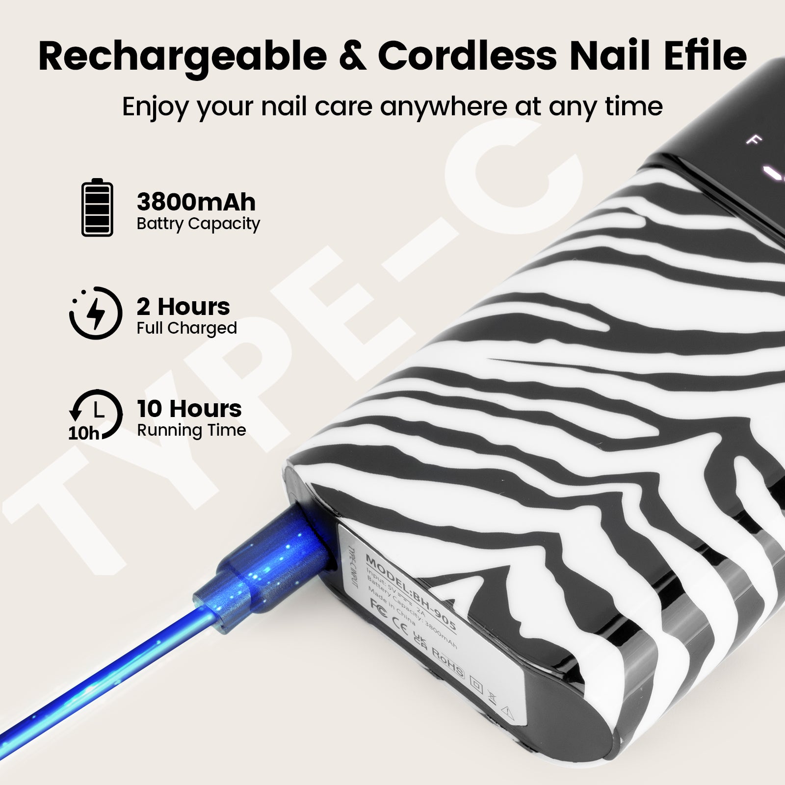 Crown Nail Lamp & Wand Nail Drill Bundle – Zebra Print