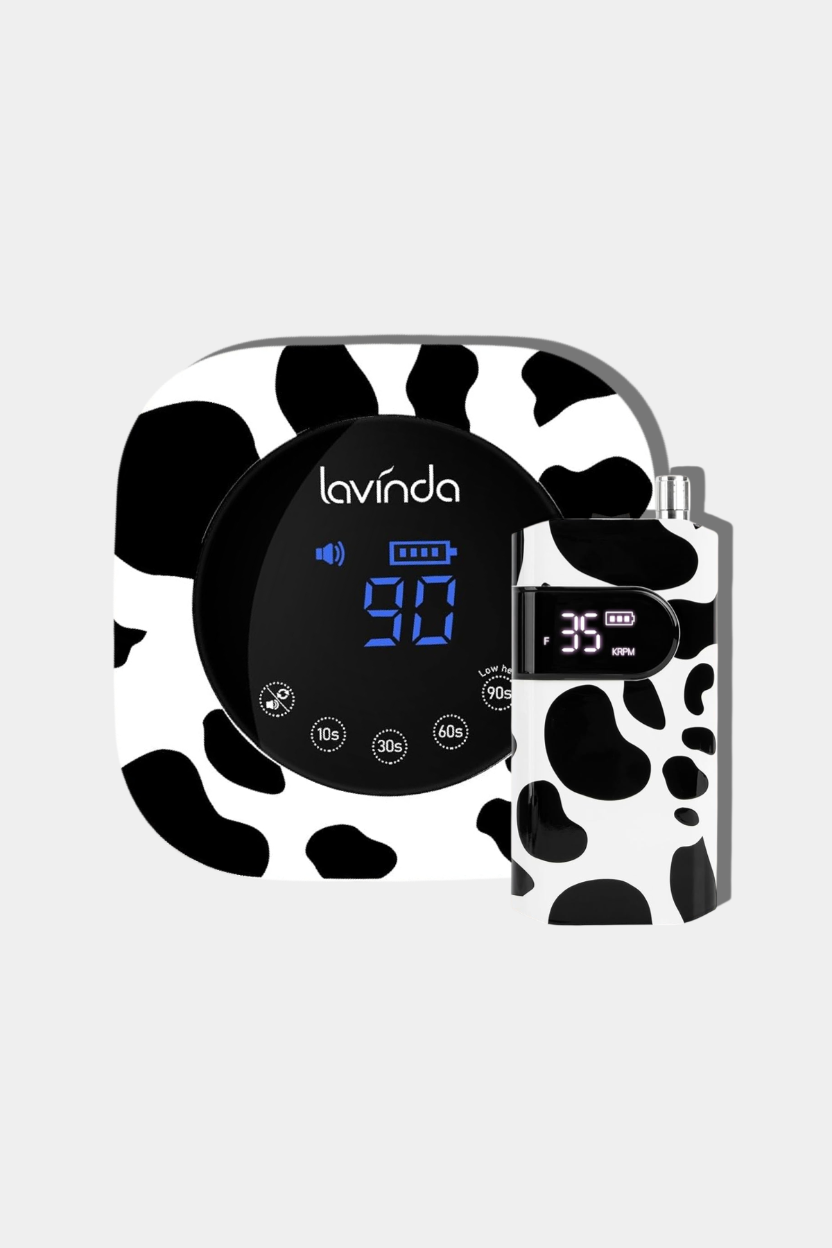 Crown Nail Lamp & Wand Nail Drill Bundle - Cow Print