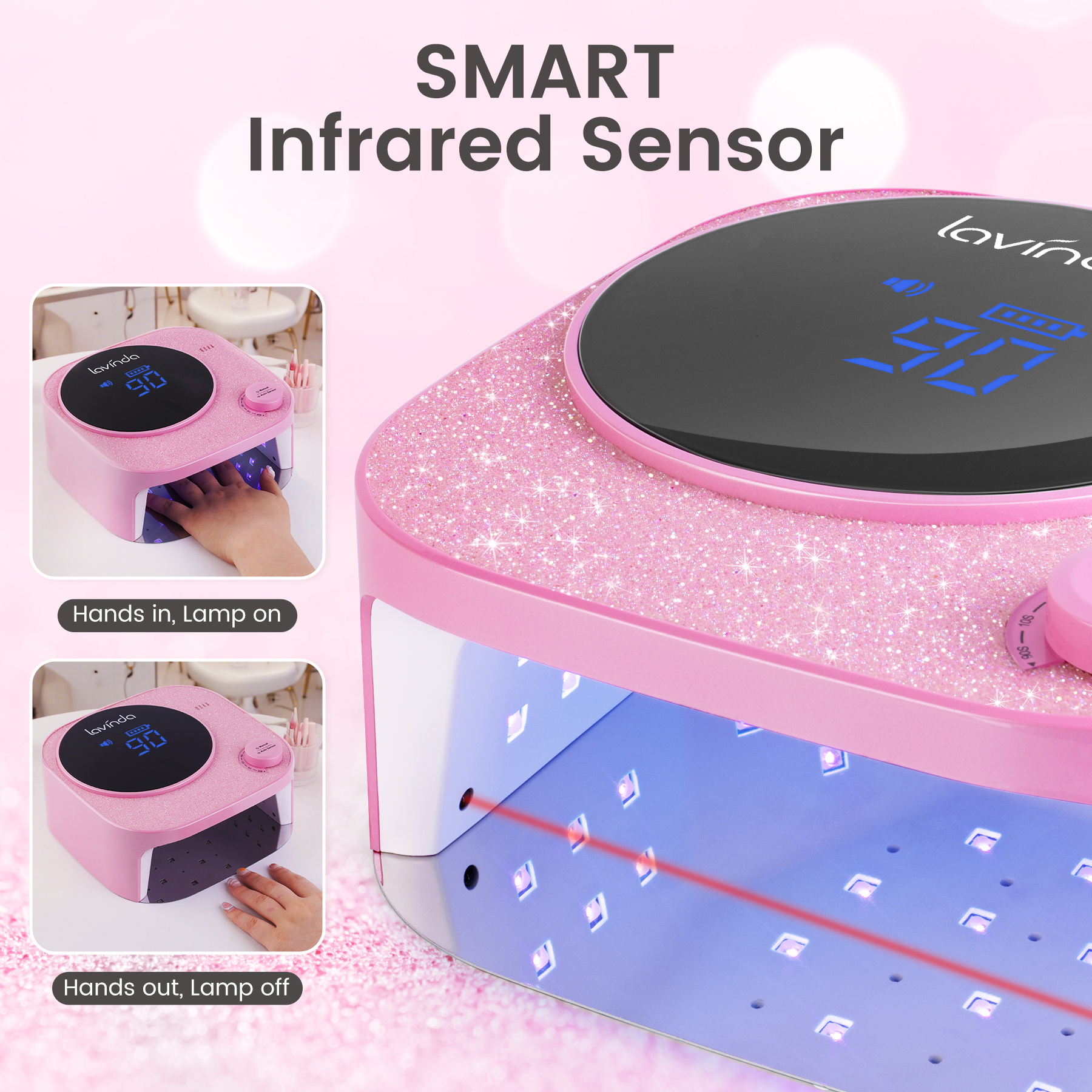 Crown V2 Bling Nail Lamp - Pink - 54W Rechargeable UV/LED