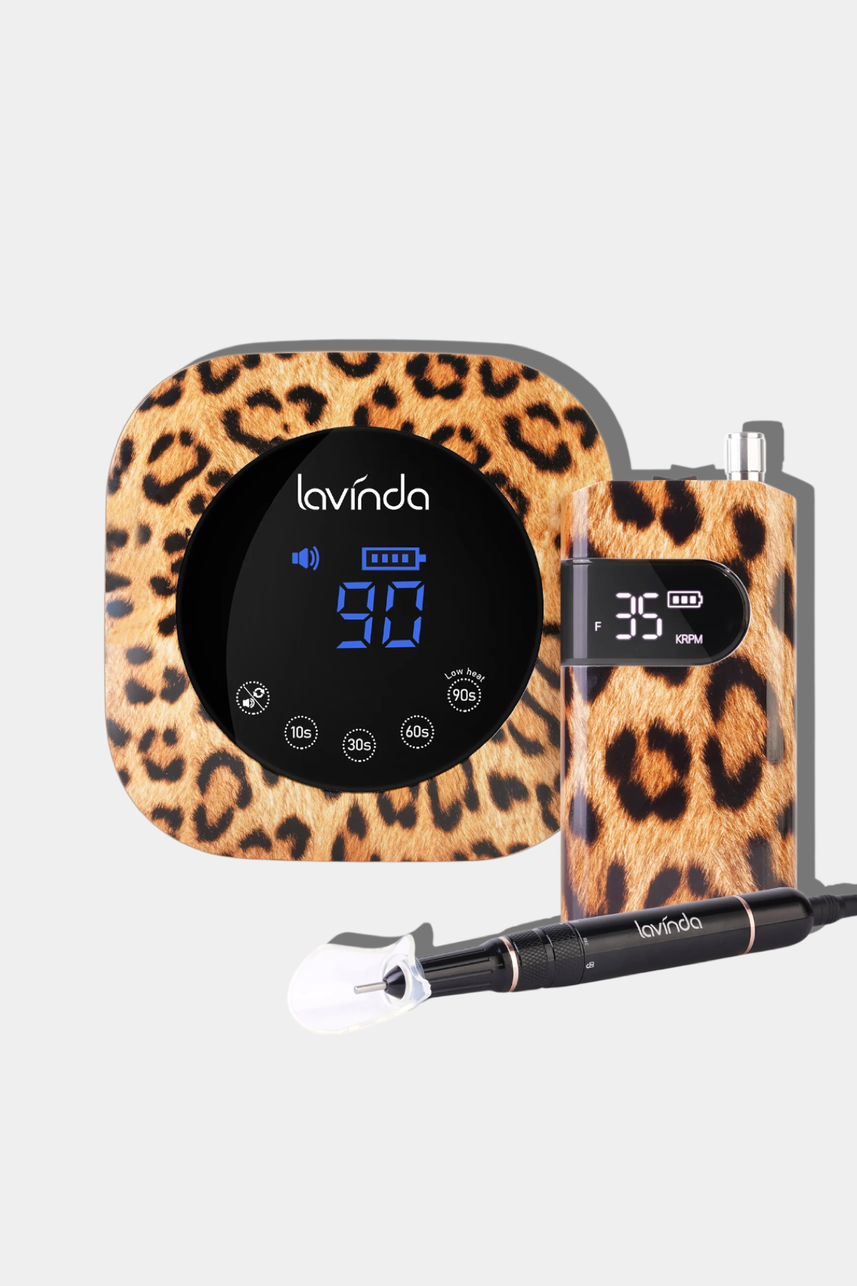 Crown Nail Lamp & Wand Nail Drill Bundle - Leopard Print