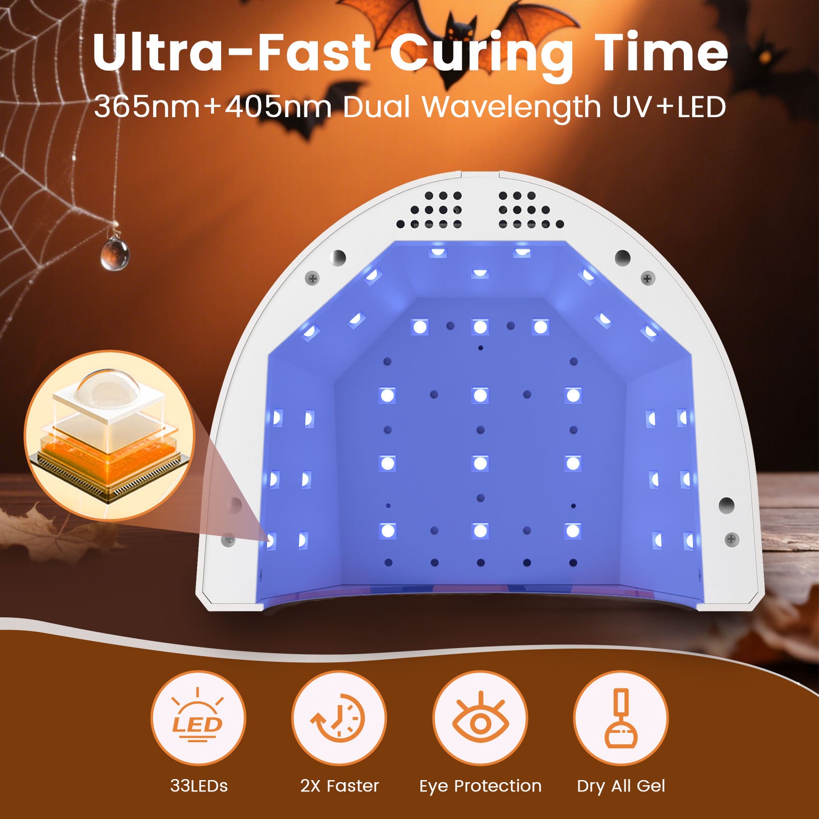 Glow Lite Nail Lamp - Halloween Orange - 48W Plug-in UV/LED