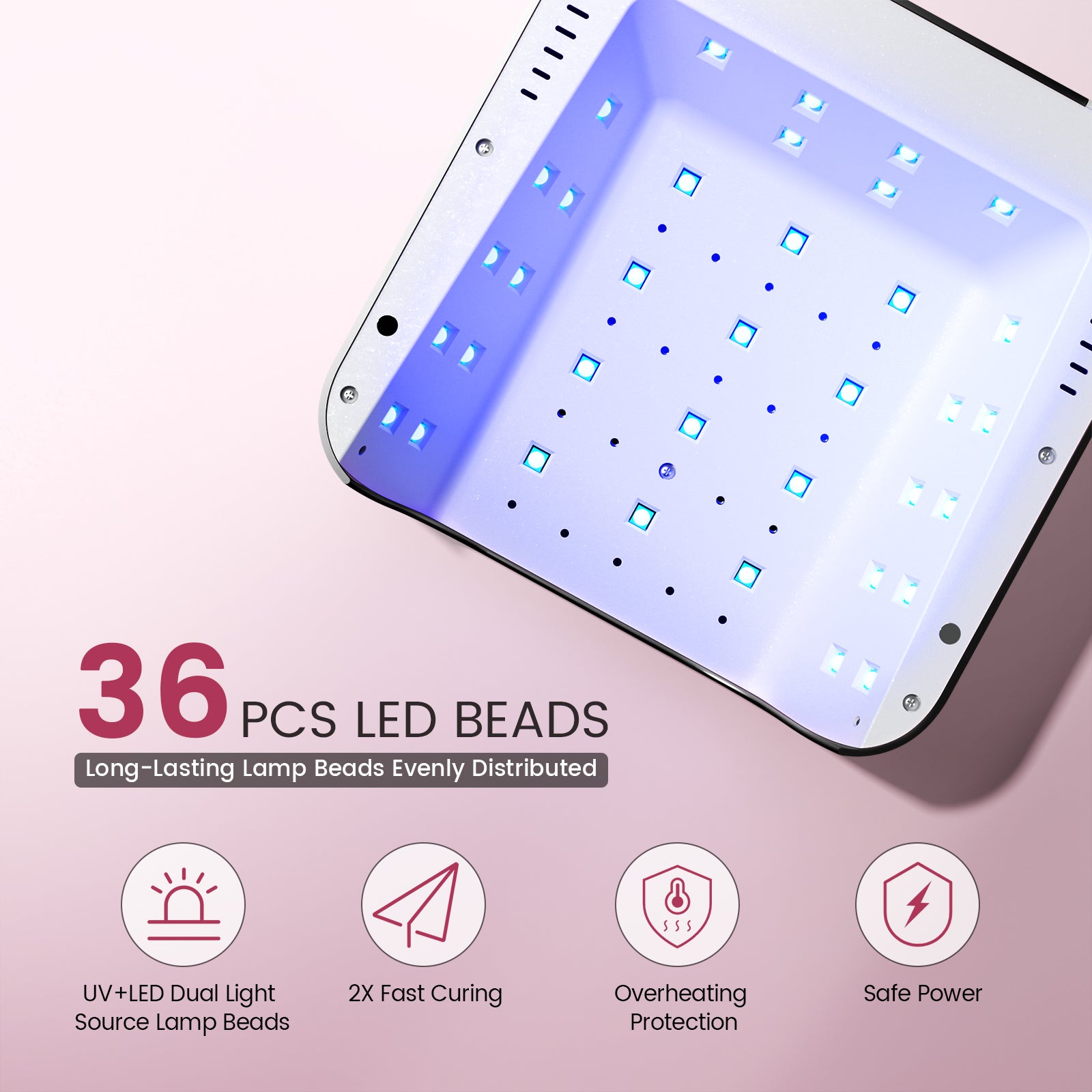 NovaGlow Nail Lamp - Black - 48W Rechargeable UV/LED