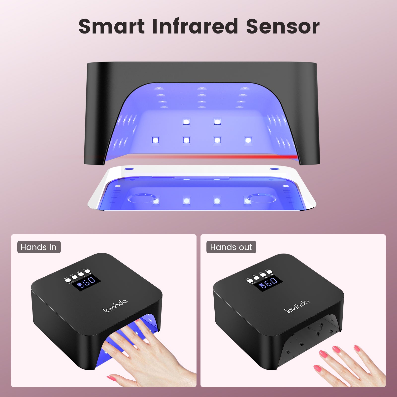 NovaGlow Nail Lamp - Black - 48W Rechargeable UV/LED