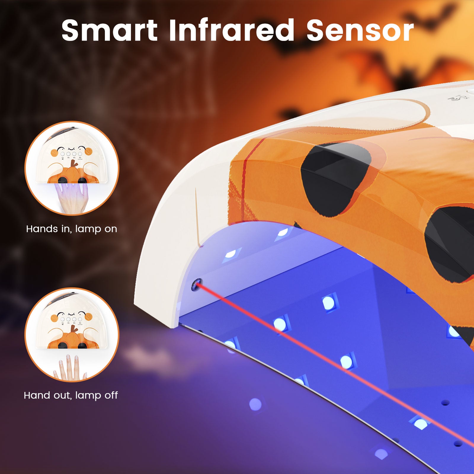 Glow Lite Nail Lamp - Halloween Orange - 48W Plug-in UV/LED